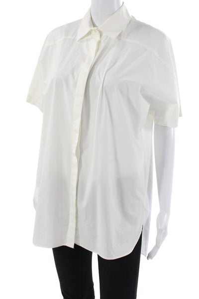 Derek Lam 10 Crosby Women Collared Short Sleeve Cotton Button White Size L