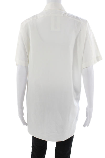 Derek Lam 10 Crosby Women Collared Short Sleeve Cotton Button White Size L