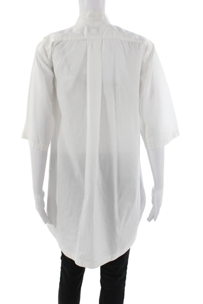 Hoss Intropia Womens Tunic White Cotton Collared Short Sleeve Button-Up Size 38