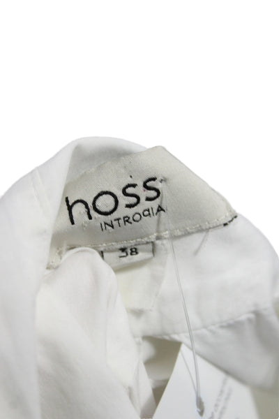 Hoss Intropia Womens Tunic White Cotton Collared Short Sleeve Button-Up Size 38