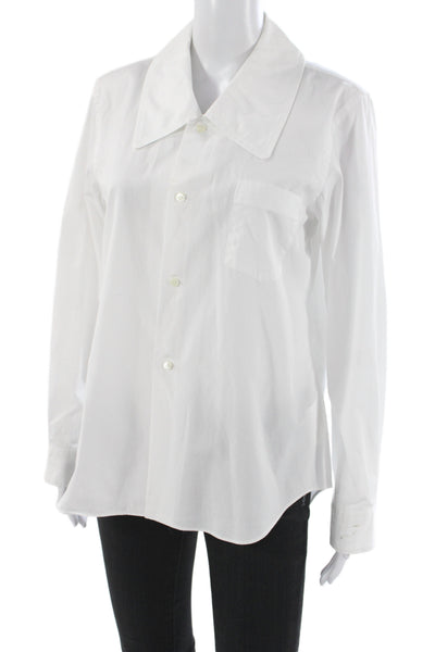Comme Des Garcons Womens Button Tunic Blouse Blue Silk Longsleeve Size L