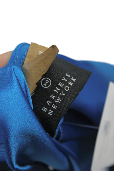 Maria + Cornejo Womens Tunic Blouse V-Neck Silk Short Sleeve Blue Size 4