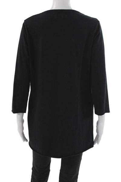 Labo.Art Women Tunic Black Scoop Neck 3/4 Sleeve Size 3