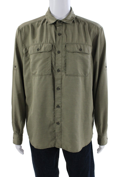 Mountain Hard Wear Mens Button Front Long Sleeve Collared Shirt Brown Size Large