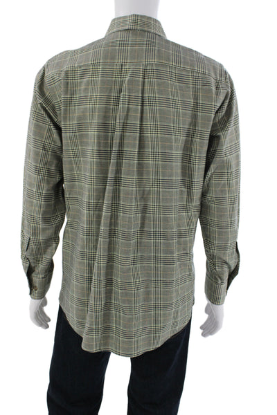 Orvis Mens Cotton Plaid Collar Long Sleeve Button Down Shirt Brown Combo Sz M