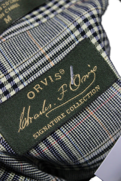 Orvis Mens Cotton Plaid Collar Long Sleeve Button Down Shirt Brown Combo Sz M