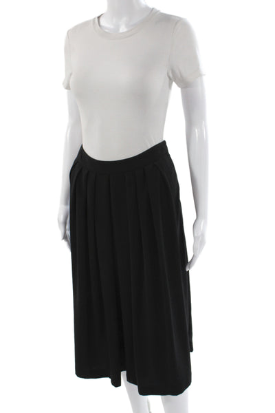 L'Autre Chose Womens Pleated Midi Skirt Black Polyester Zip Size 44