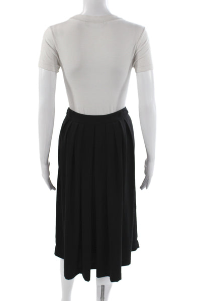 L'Autre Chose Womens Pleated Midi Skirt Black Polyester Zip Size 44