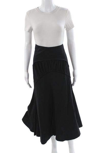 L'Autre Chose Womens Pleated Midi Skirt Black Polyester Zip Size 44