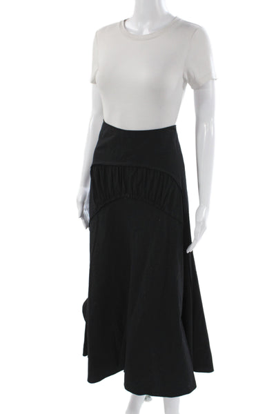 L'Autre Chose Womens Pleated Midi Skirt Black Polyester Zip Size 44