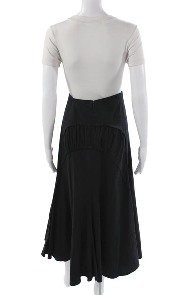 L'Autre Chose Womens Pleated Midi Skirt Black Polyester Zip Size 44