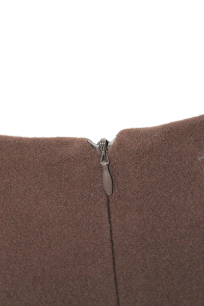 Helene Berman Women Straight Pencil Mini Skirt Brown Wool Classic Size S