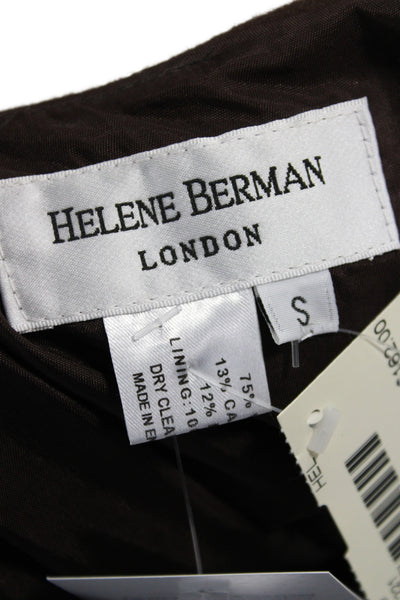 Helene Berman Women Straight Pencil Mini Skirt Brown Wool Classic Size S