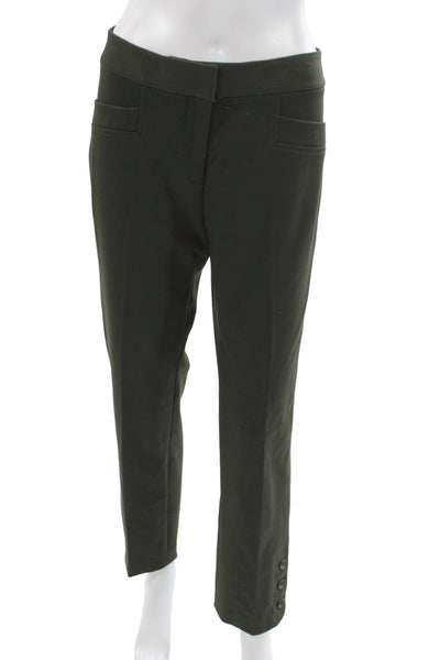 Elliott Lauren Womens Green Ankle Pants Button Closure Size 6