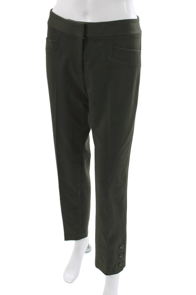 Elliott Lauren Womens Green Ankle Pants Button Closure Size 6