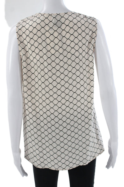 Barneys New York Womens Silk Argyle Scoop Neck Sleeveless Tank Beige Size M