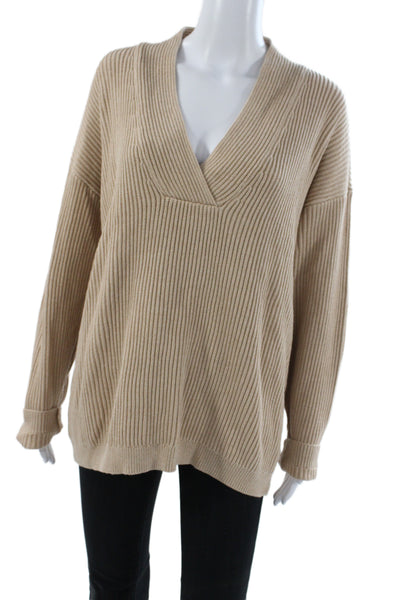 Haven Well Within Women Pullover Sweater Beige V-Neck Long Sleeve Size L