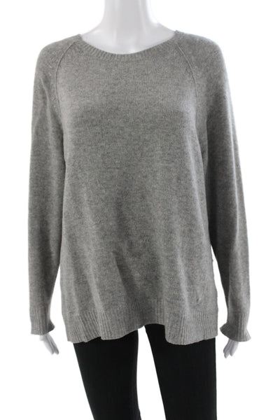 Theory Womens Gray Cashmere Round Neck Long Sleeve Pullover Sweater Size S