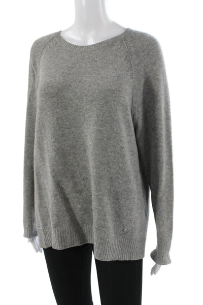 Theory Womens Gray Cashmere Round Neck Long Sleeve Pullover Sweater Size S