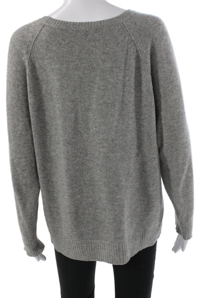 Theory Womens Gray Cashmere Round Neck Long Sleeve Pullover Sweater Size S