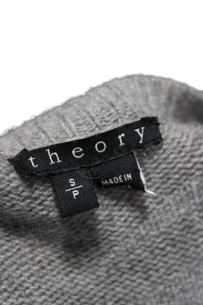 Theory Womens Gray Cashmere Round Neck Long Sleeve Pullover Sweater Size S