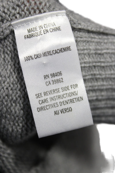 Theory Womens Gray Cashmere Round Neck Long Sleeve Pullover Sweater Size S
