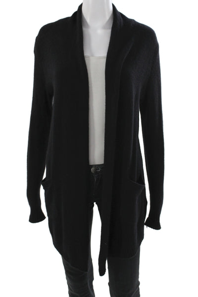 White + Warren Womens Cashmere V Neck Long Sleeve Cardigan Black Size M