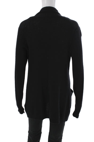 Demylee Womens Cardigan Black 100% Cashmere Round Neck Short Sleeve Size S