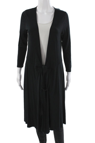 White + Warren Womens Cardigan V Neck Black Long Sleeve Rayon Size S