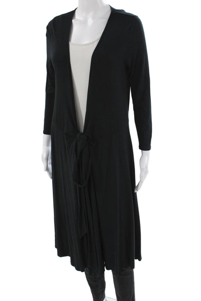 White + Warren Womens Cardigan V Neck Black Long Sleeve Rayon Size S