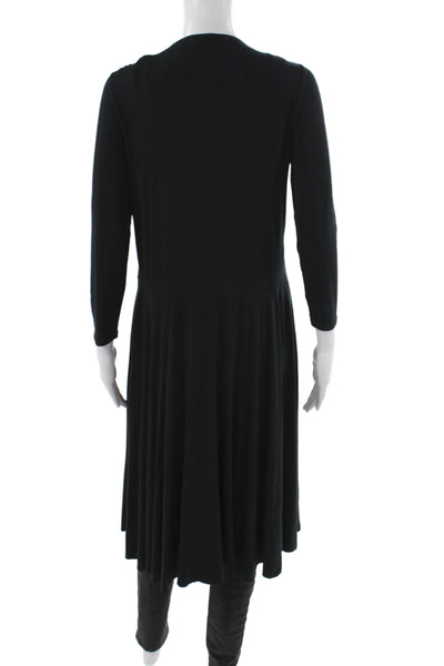 White + Warren Womens Cardigan V Neck Black Long Sleeve Rayon Size S