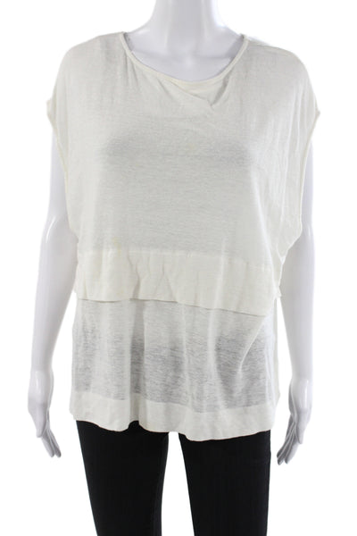 MCT Editions Women Basic Sleeveless White T-Shirt Round Neck Size M