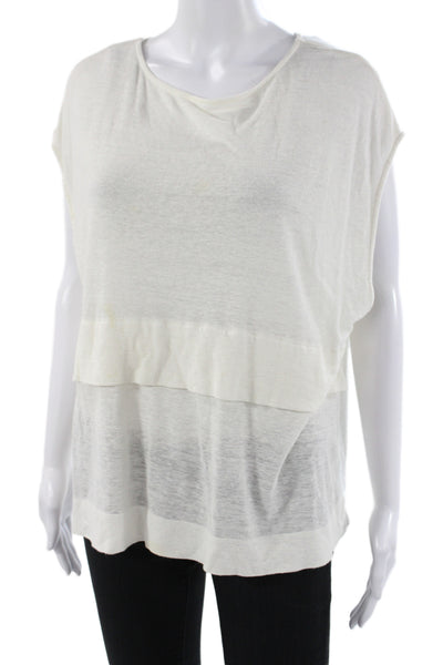 MCT Editions Women Basic Sleeveless White T-Shirt Round Neck Size M