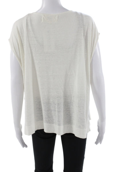 MCT Editions Women Basic Sleeveless White T-Shirt Round Neck Size M