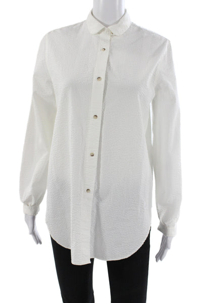 MiH Jeans Women Collared Button-Up White Organic Cotton Long Sleeve Size S