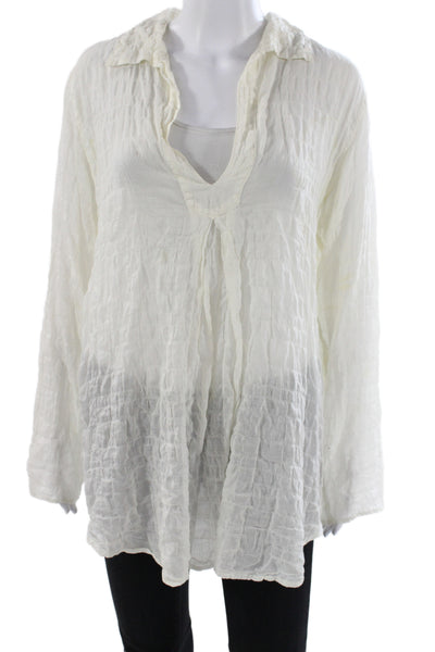 MiH Jeans Women Collared Button-Up White Organic Cotton Long Sleeve Size S