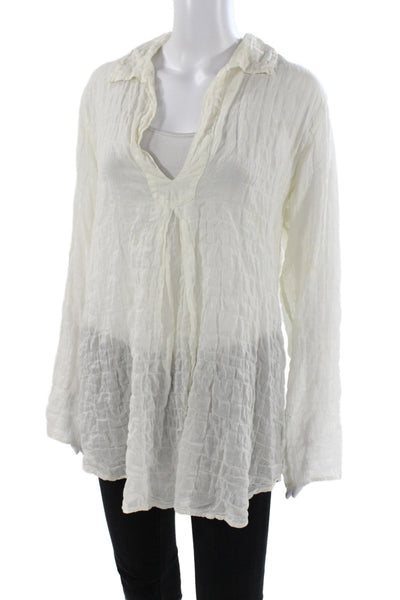 MiH Jeans Women Collared Button-Up White Organic Cotton Long Sleeve Size S