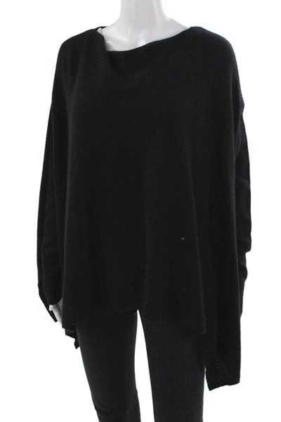 White + Warren Womens Cape Sweater Black Cashmere Boat Neck Long Sleeve Size S