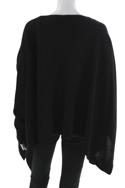 White + Warren Womens Cape Sweater Black Cashmere Boat Neck Long Sleeve Size S