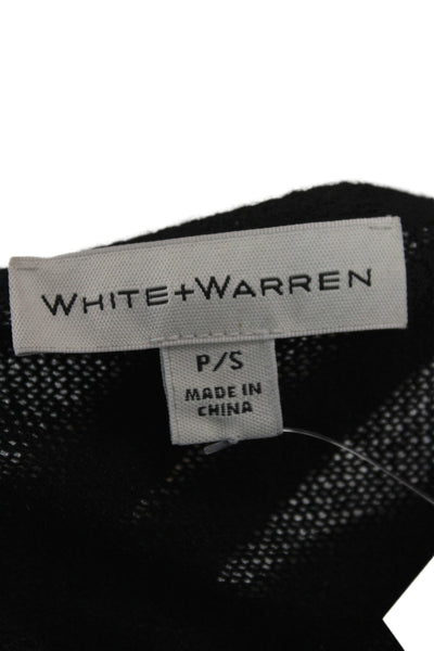 White + Warren Womens Cape Sweater Black Cashmere Boat Neck Long Sleeve Size S