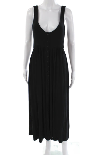Hatch Women Maxi Black Sleeveless Scoop Neck Button Midi Maternity Dress Size 2