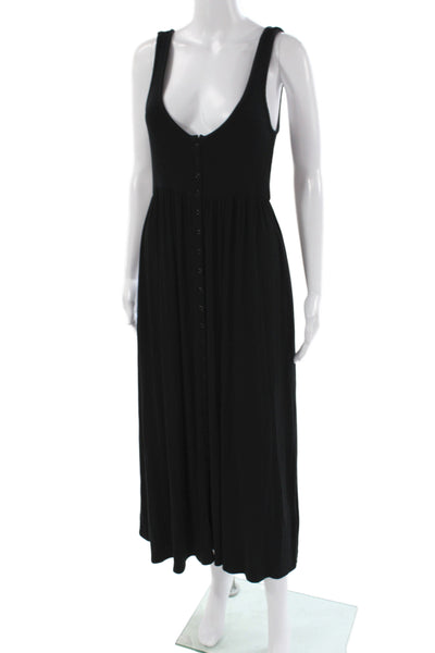 Hatch Women Maxi Black Sleeveless Scoop Neck Button Midi Maternity Dress Size 2