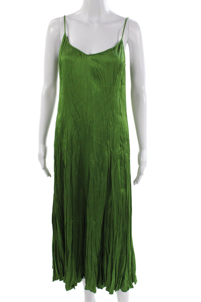 Michael Kors Collection Women Slip Dress Green V-Neck Mid-Calf Size 6