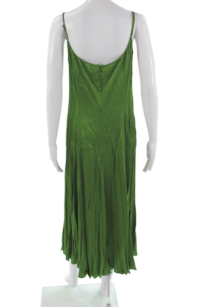 Michael Kors Collection Women Slip Dress Green V-Neck Mid-Calf Size 6