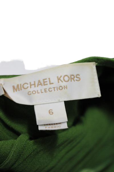 Michael Kors Collection Women Slip Dress Green V-Neck Mid-Calf Size 6