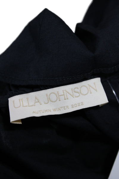 Ulla Johnson Women Mini Dress Black V-Neck Long Sleeve Cotton Size 6