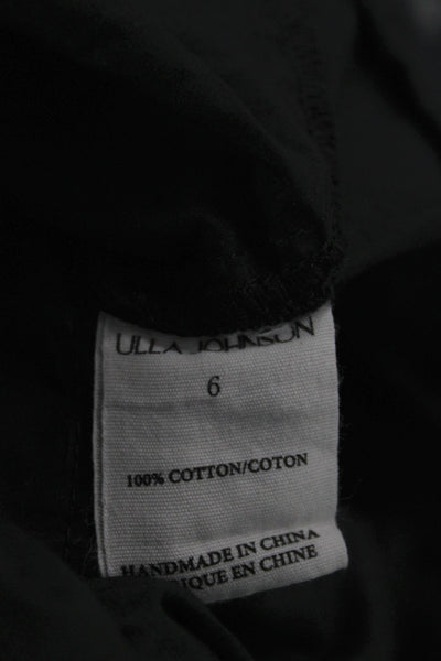Ulla Johnson Women Mini Dress Black V-Neck Long Sleeve Cotton Size 6