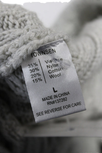 Townsen Women Pullover Argyle Mock Neck Gray Long Sleeve Size L