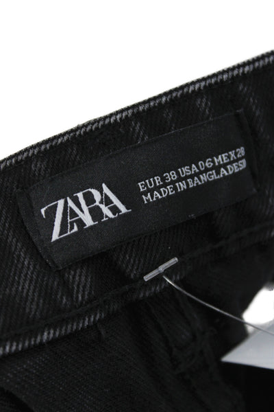 Zara Women Mom Shorts Black Denim Size 6