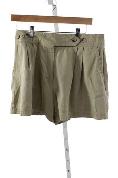 Zara Womens Chino Shorts Beige Lyocell Blend Button Size L